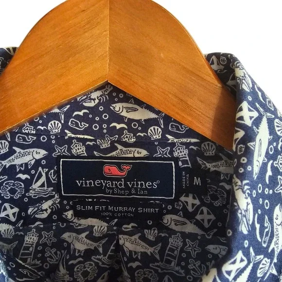 Vineyard Vines Slim Fit Murray Shirt‎ Nautical Print Button Down Size M - Picture 4 of 10